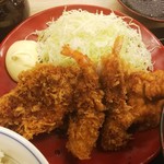 Katsuya Aichi Shinmaiko Ten - 全部乗せ (ロース ヒレ 海老フライ  から揚げ) 定食