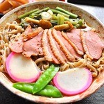 新駒 - 手打ち、総菜付「鴨南ばん」¥1,000（税込♪）