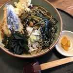 Soba Dokoro Chayaen - 冷やし海老天山菜そば 1080円＋税