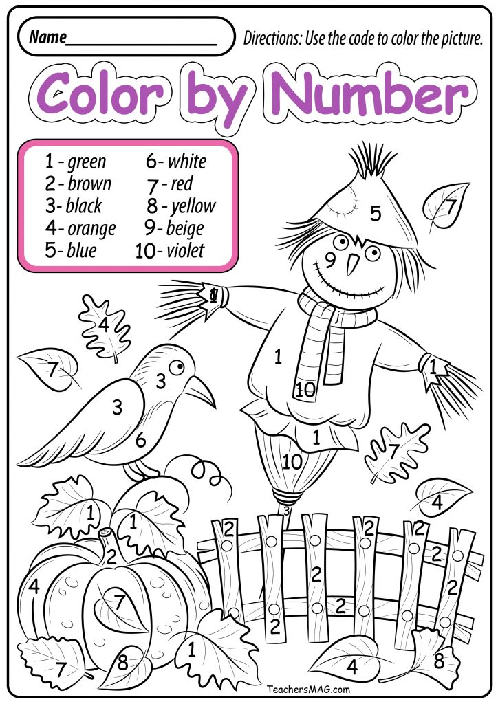 Fall Color By Number Printable