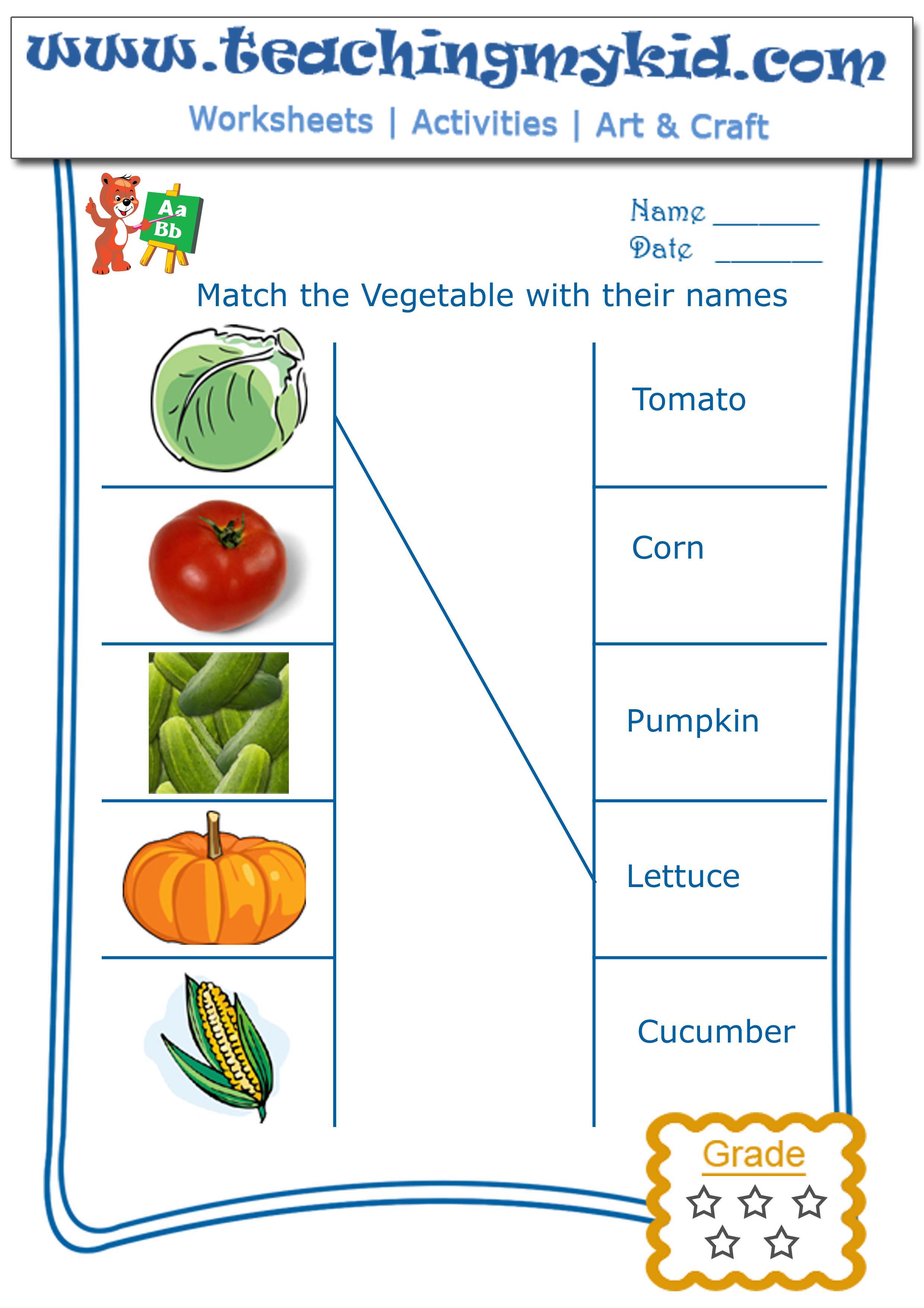 Vegetable Worksheet For Kindergarten