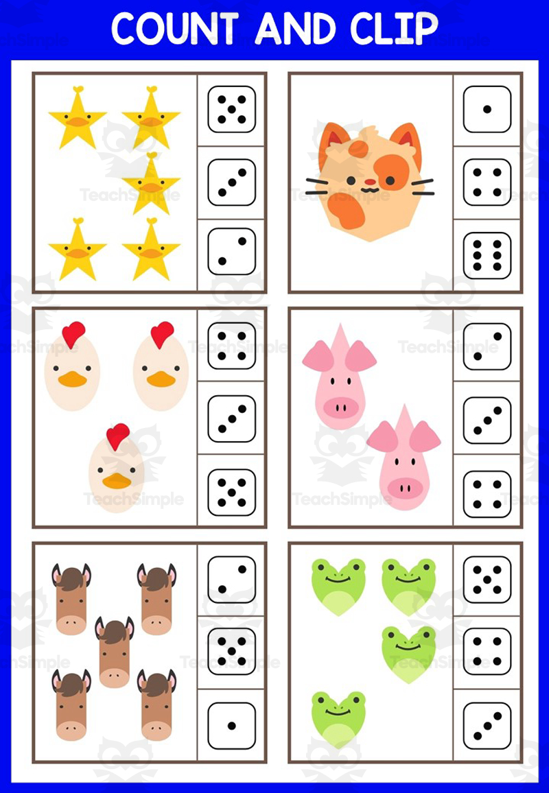 FREE MATH WORKSHEETS | Counting 1 to 5 by Teach Simple