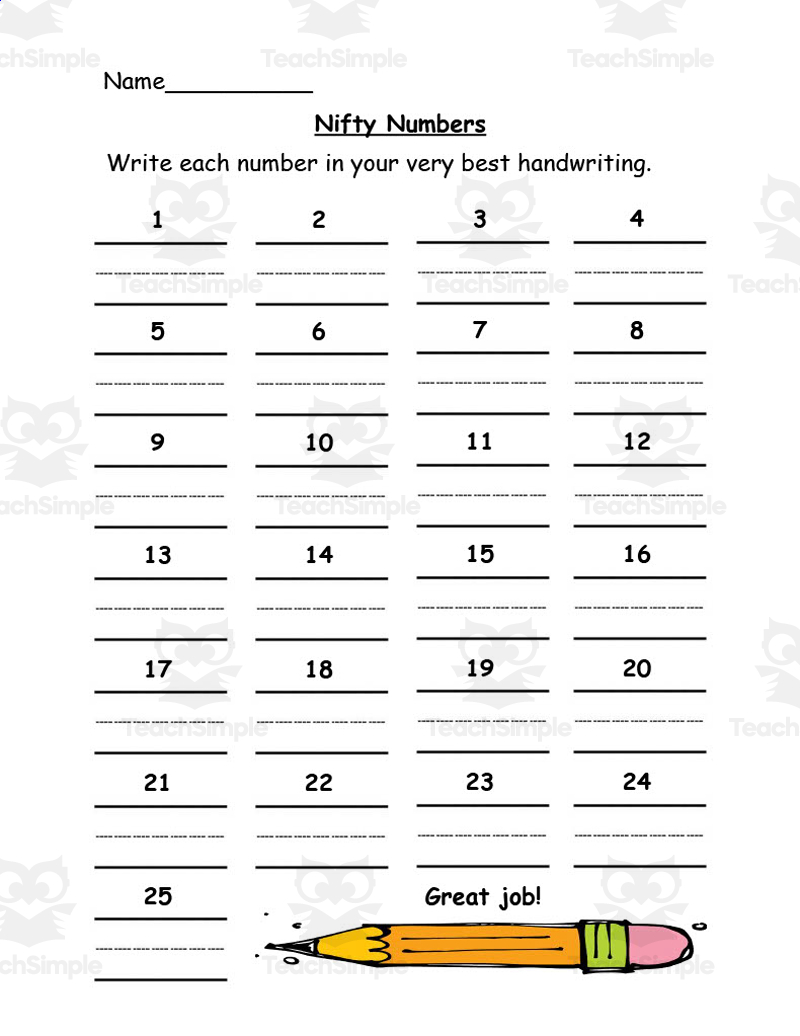 Nifty Numbers Worksheet by Teach Simple