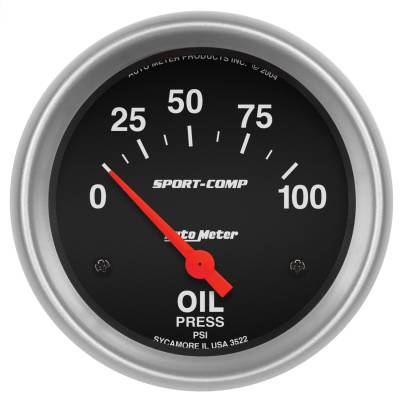 GAUGE, OIL PRESSURE, 2 5/8", 100PSI, ELECTRIC, SPORT-COMP - 3522