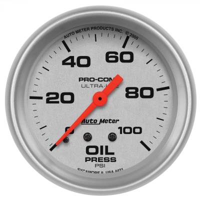 GAUGE, OIL PRESSURE, 2 5/8", 100PSI, MECHANICAL, ULTRA-LITE - 4421