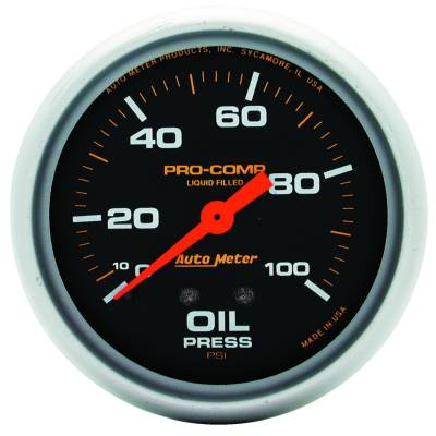 GAUGE, OIL PRESS, 2 5/8", 100PSI, LIQUID FILLED MECH, PRO-COMP - 5421