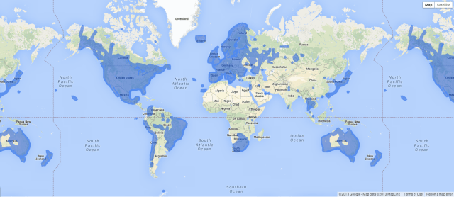 Google Street View coverage map