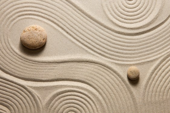 2 stones in sand zen garden