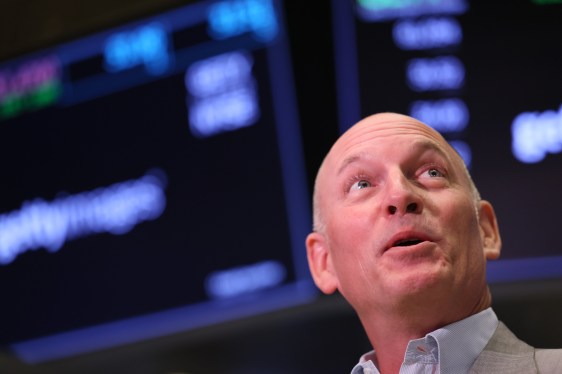 NEW YORK, NEW YORK - AUGUST 15: Craig Peters, CEO of Getty Images, looks up as he is interviewed on the floor of the New York Stock Exchange during morning trading on August 15, 2022 in New York City. Getty Images made a return to the public equity market after announcing a $4.8 billion merger with a special purpose acquisition company.