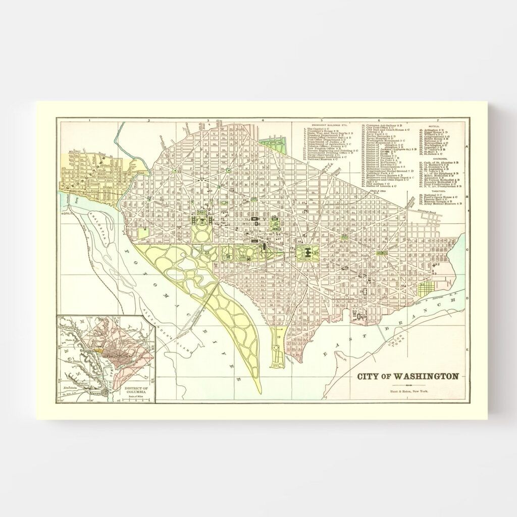 Vintage Map of Washington, DC 1893 by Ted's Vintage Art