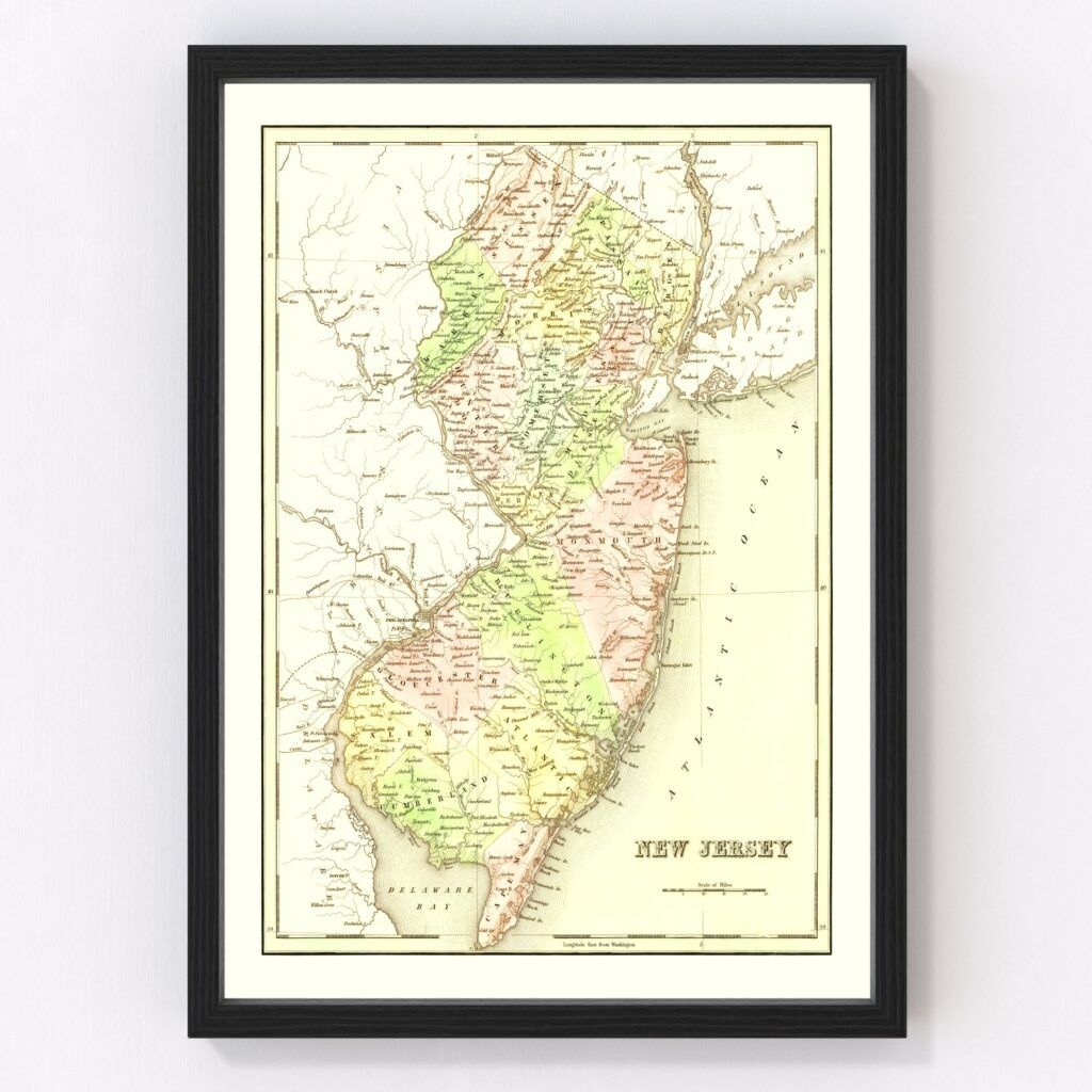 Vintage Map of New Jersey 1838 by Ted's Vintage Art