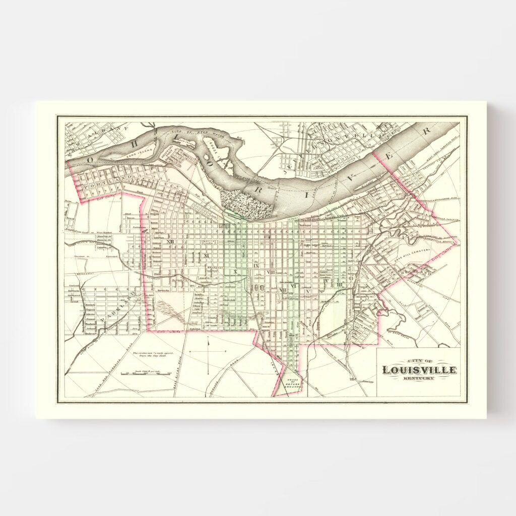 Vintage Map of Louisville, Kentucky 1875 by Ted's Vintage Art