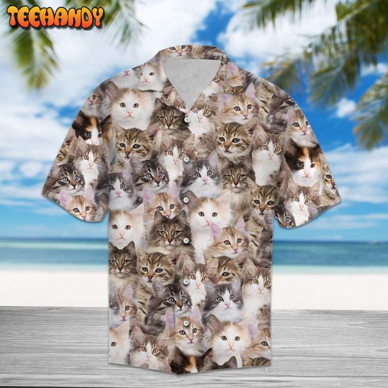 Norwegian Forest Cat Gray White Hawaiian Shirt