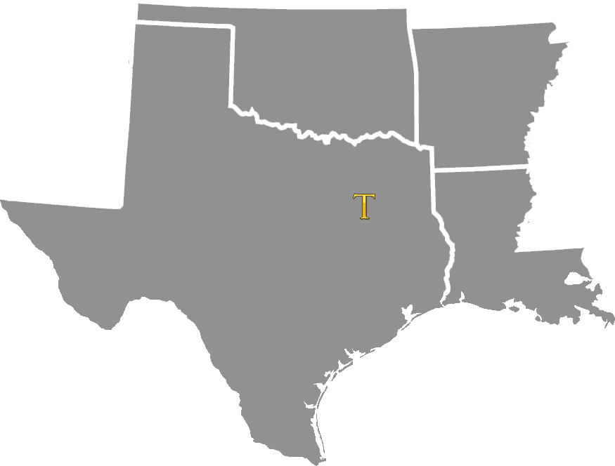 Texas-Oklahoma-Louisiana-Arkansas Map