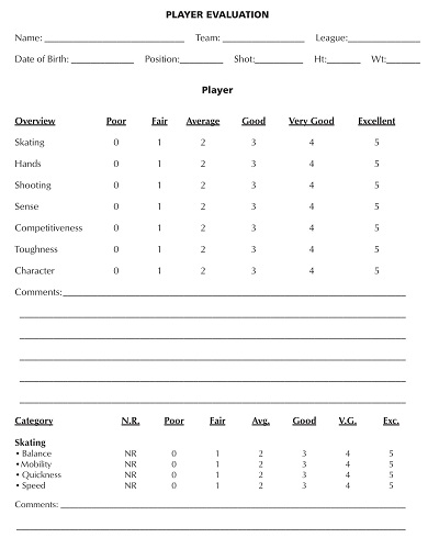 44 Free Printable Player Evaluation Form Templates PDF MS Excel ...