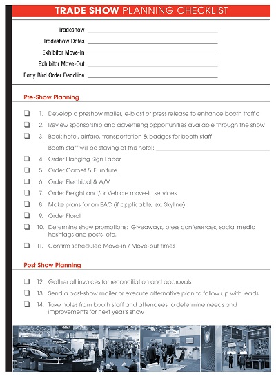 Sample Trading Show Planning Checklist