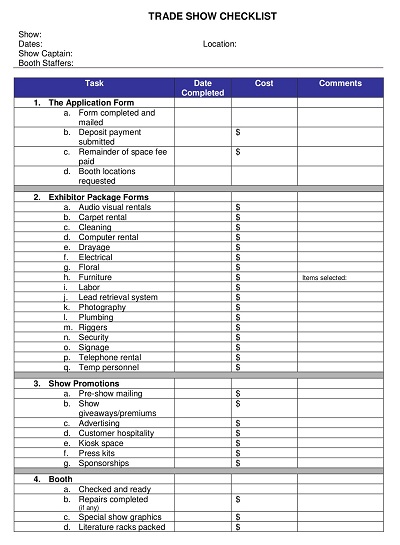 Trade Show Checklist Format