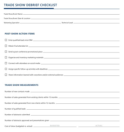 Trade Show Debrief Checklist Template