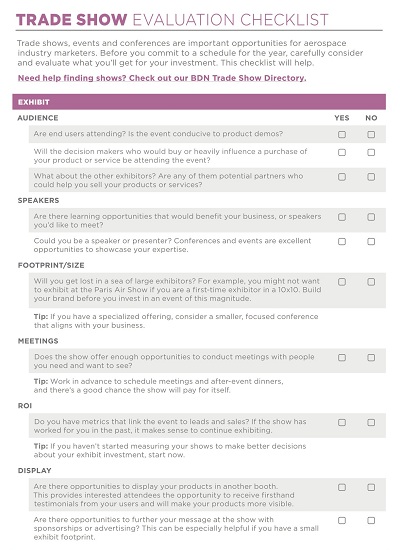 Trade Show Evaluation Checklist Template