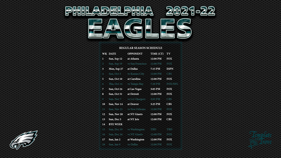 Printable Philadelphia Eagles Schedule - Printable Blank World