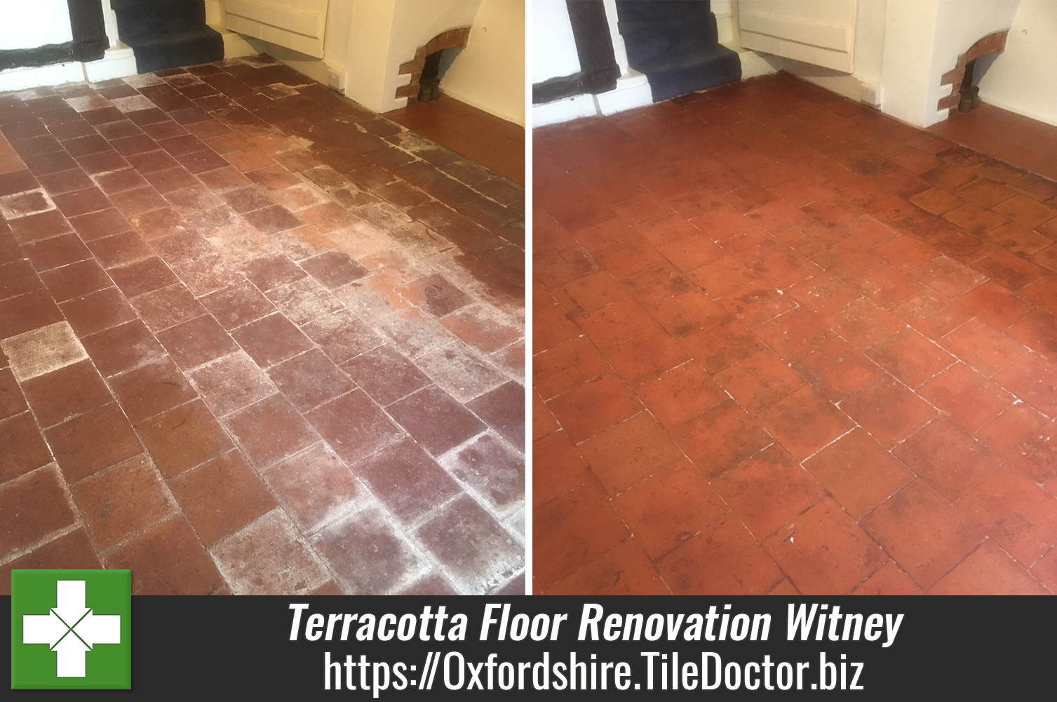 Terracotta Tiled Floor Before After Renovation Witney