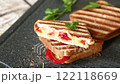 grilled fried bread toasts with filling inside 122118669