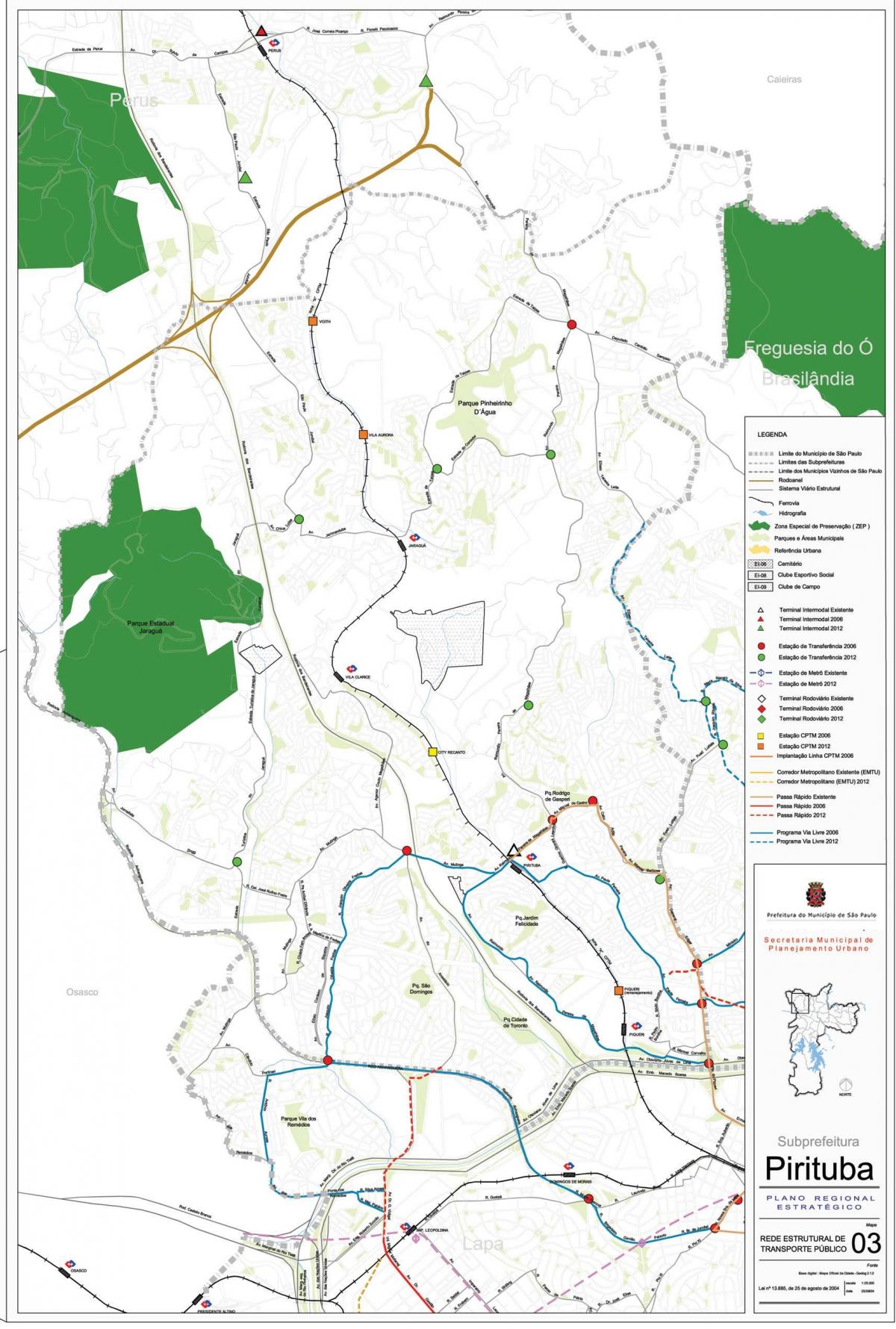 แผนที่ของ Pirituba-Jaraguá São Paulo-สาธารณะ transports