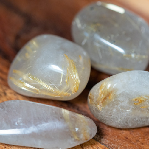 Rutile in Quartz Tumbled