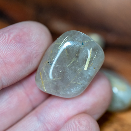 Rutile in Quartz Tumbled