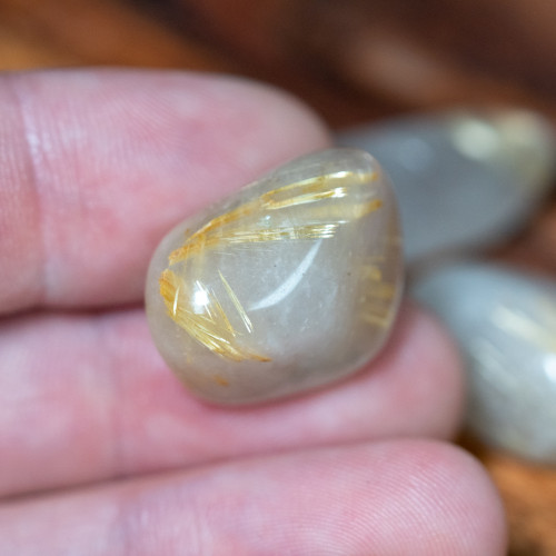 Rutile in Quartz Tumbled