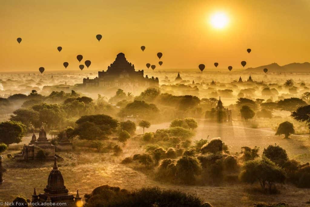 temples of Bagan at sunrise