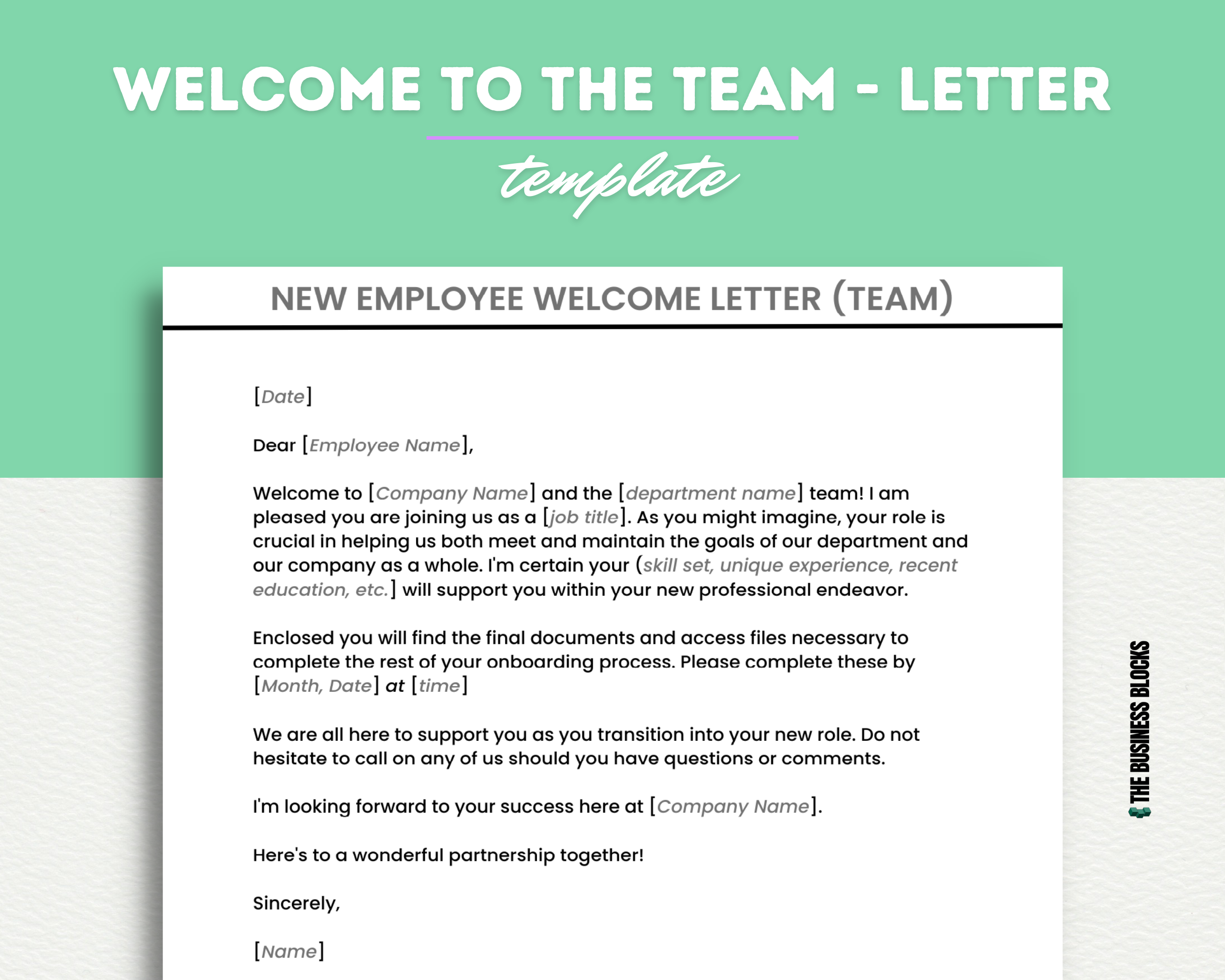 Welcome To The Team Letter