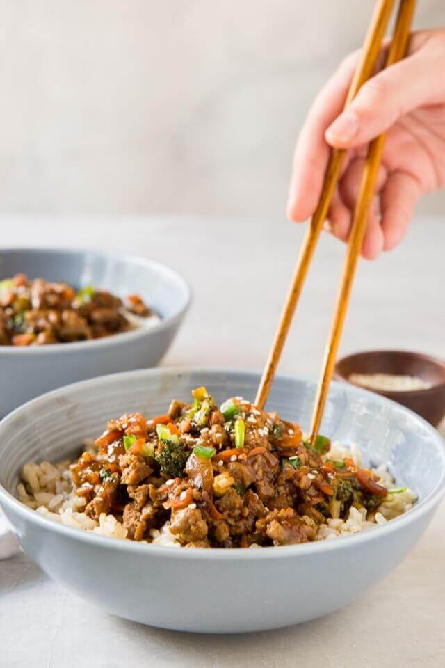 Healthy Ground Turkey Teriyaki Rice Bowl