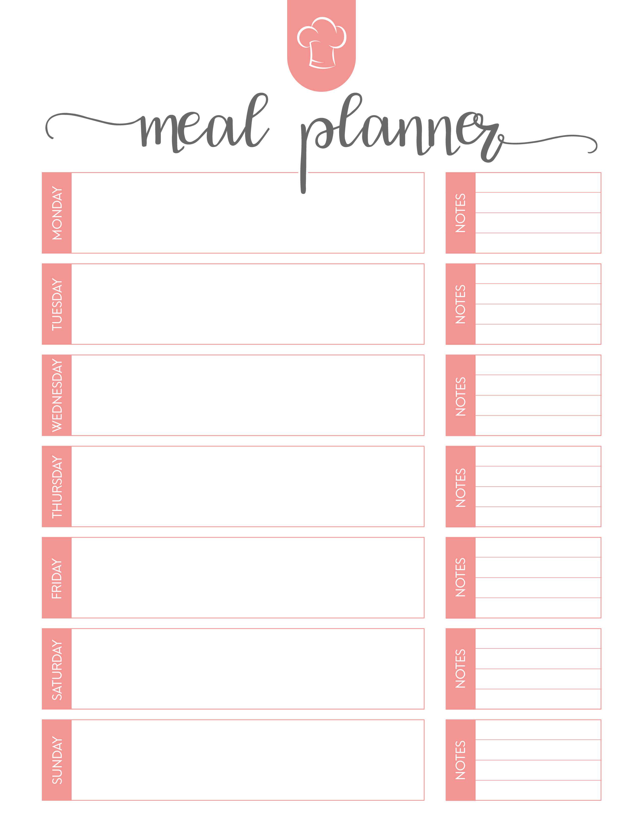 Printable Meal Planner Template Free