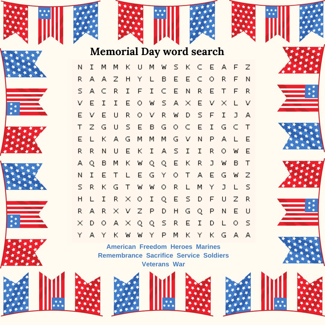 Memorial Day word search – The Cougar Press