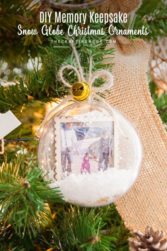 Cute DIY Christmas Ornament Snow Globe Memory Keepsake Cover Image with Title text overlay