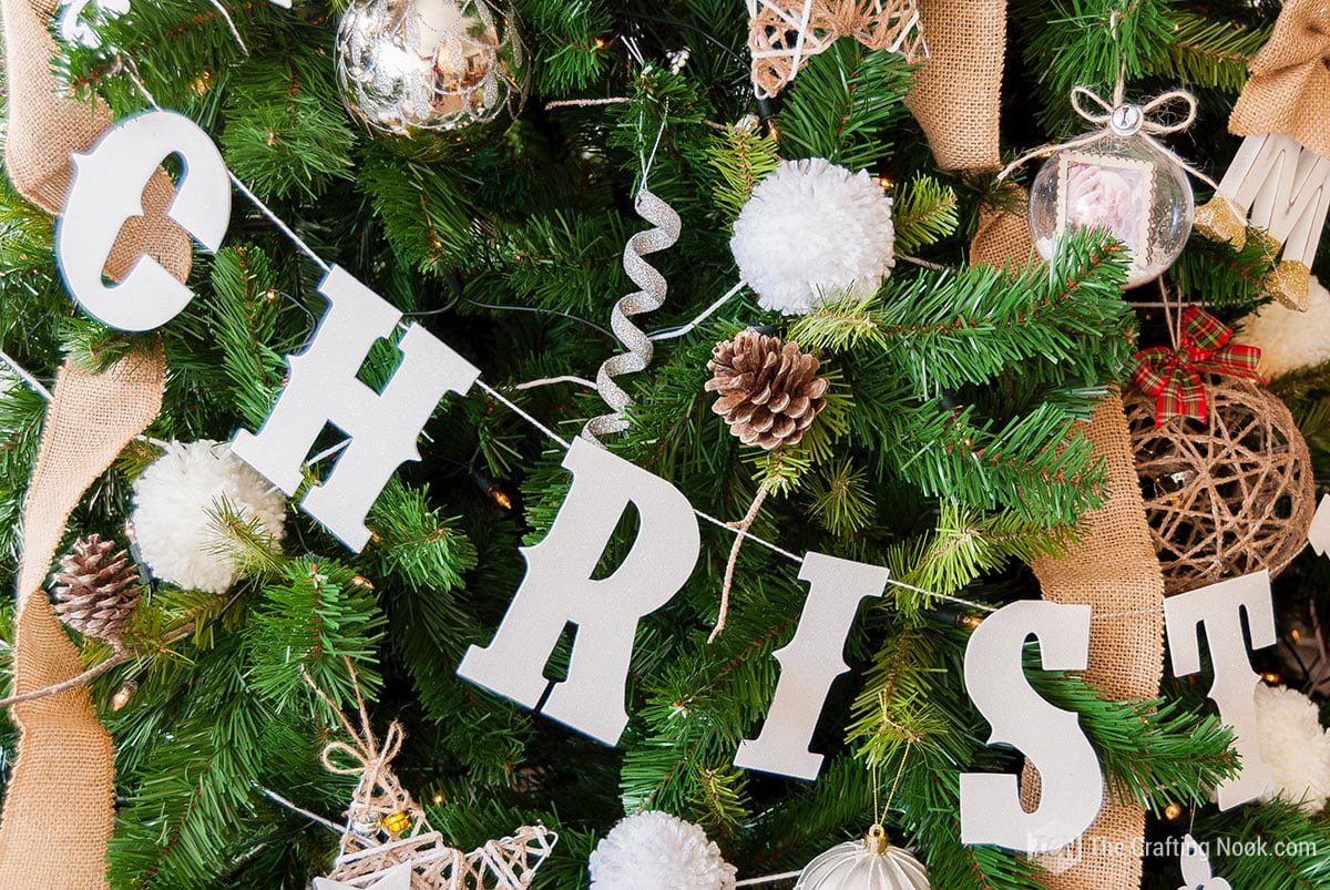 closer view of word "christmas" on the Merry Christmas Garland