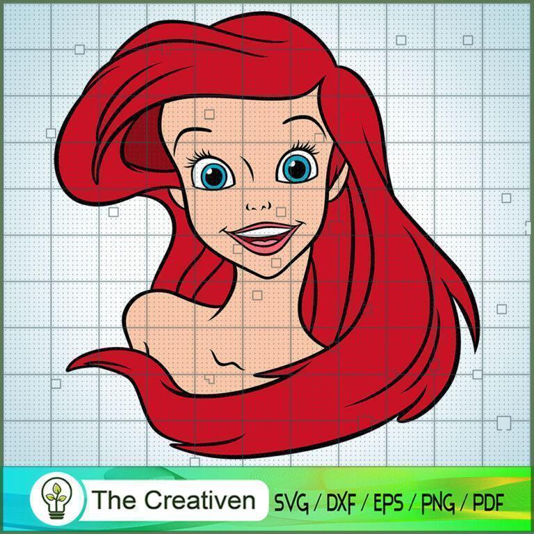 Ariel Face SVG, The Little Mermaid SVG, Disney Cartoon SVG - Premium ...