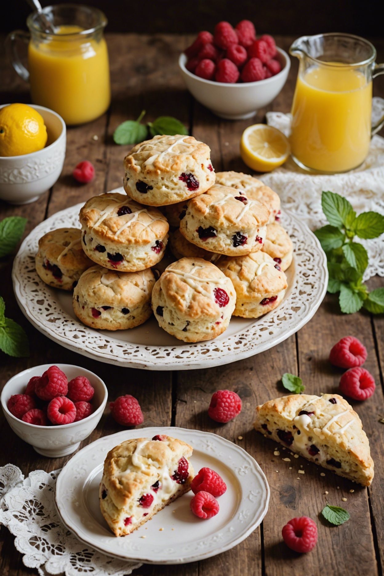 Lemon Raspberry And White Chocolate Scones