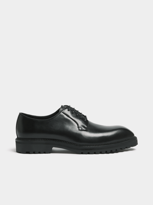 Fabiani Men's Black Classic Leather Derby