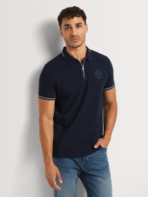 Fabiani Men's Navy Mercerized Pique Polo Golfer