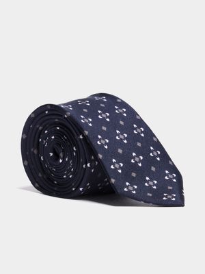 Fabiani Men's Geo Cross Navy Skinny Tie