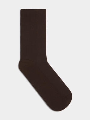 Fabiani Men's Choc Brown Fashion Anklet Waffle Socks