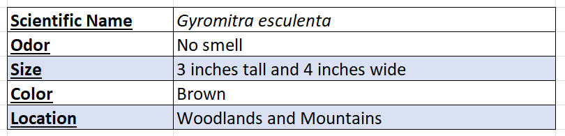 gyromitra esculenta new chart