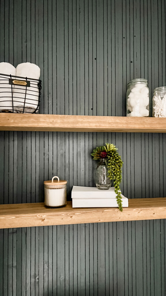 how to make floating shelves in our toilet room makeover