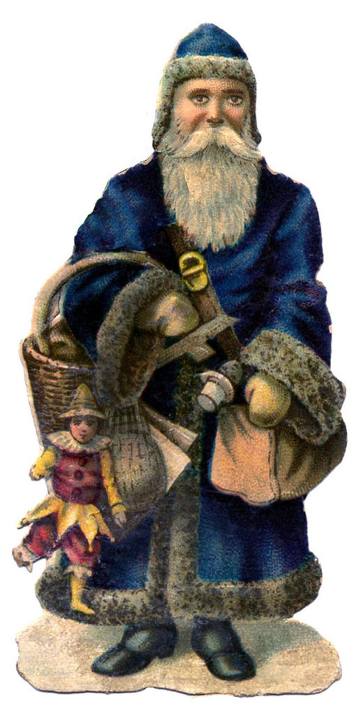 Victorian Scrap Blue Santa Image