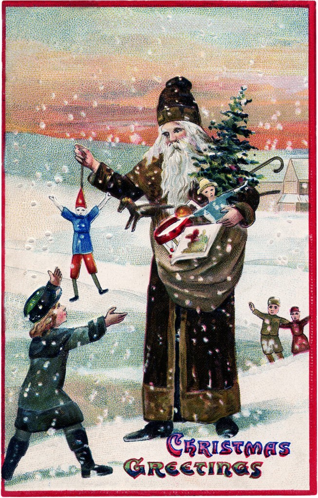 Vintage Brown Robe Santa Image