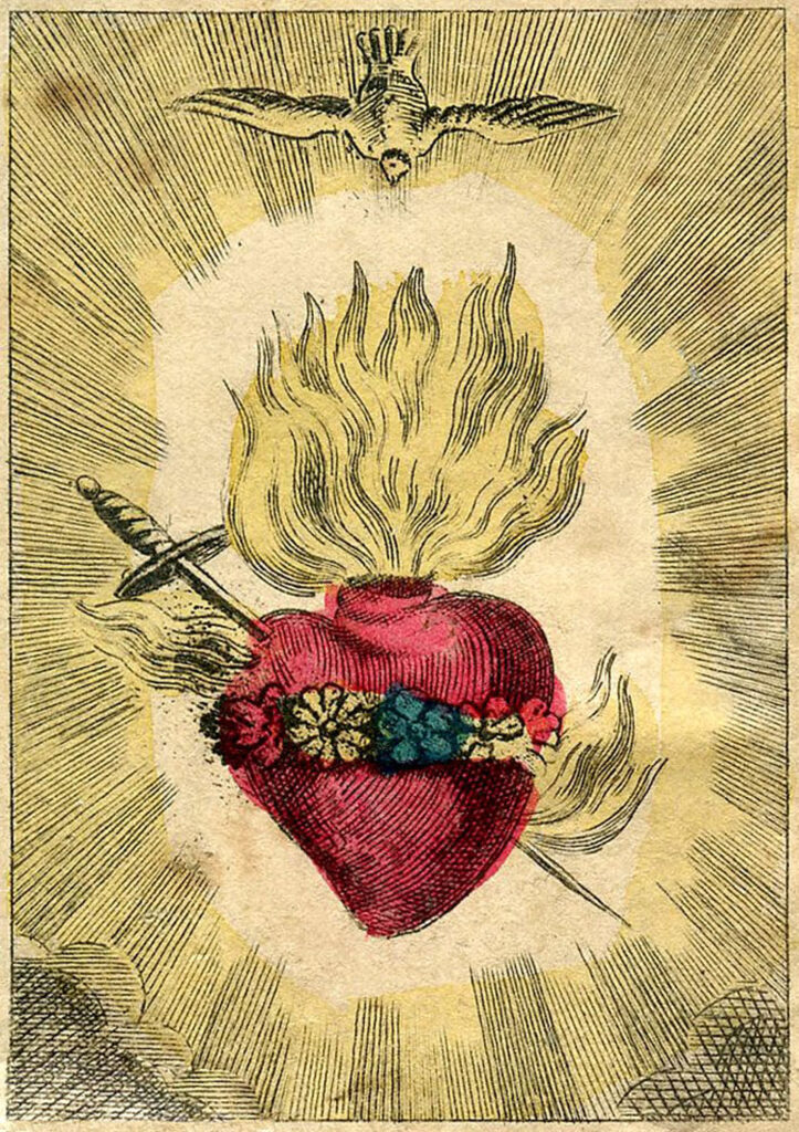 French sacred heart holy card image