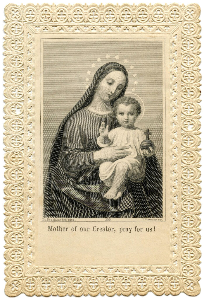 Mary baby Jesus Holy Card illustration