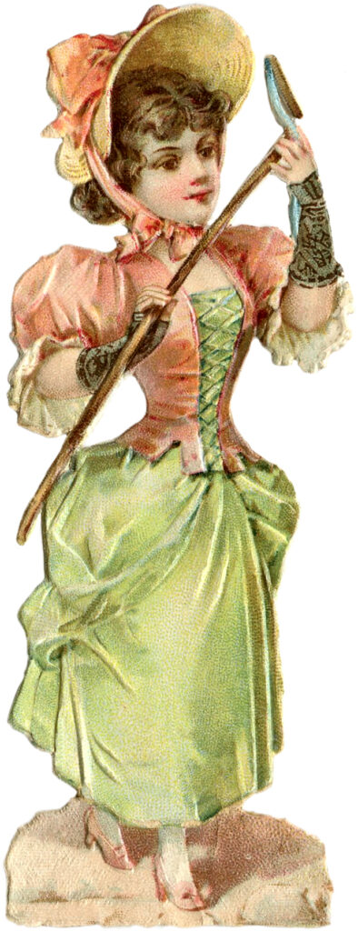 Victorian garden lady hoe clipart